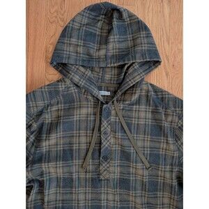 Gramicci Shirt Mens Large Plaid Burner Hoodie Pullover Brown Plaid Wool Blend